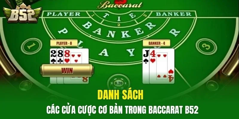 Danh sách các cửa cược cơ bản trong Baccarat B52