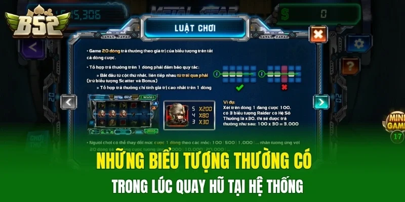 Những biểu tượng thường có trong lúc quay hũ tại hệ thống